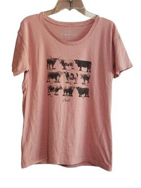 Ariat Cow Chart Pink Sunset Heather Graphic Cattle Tee